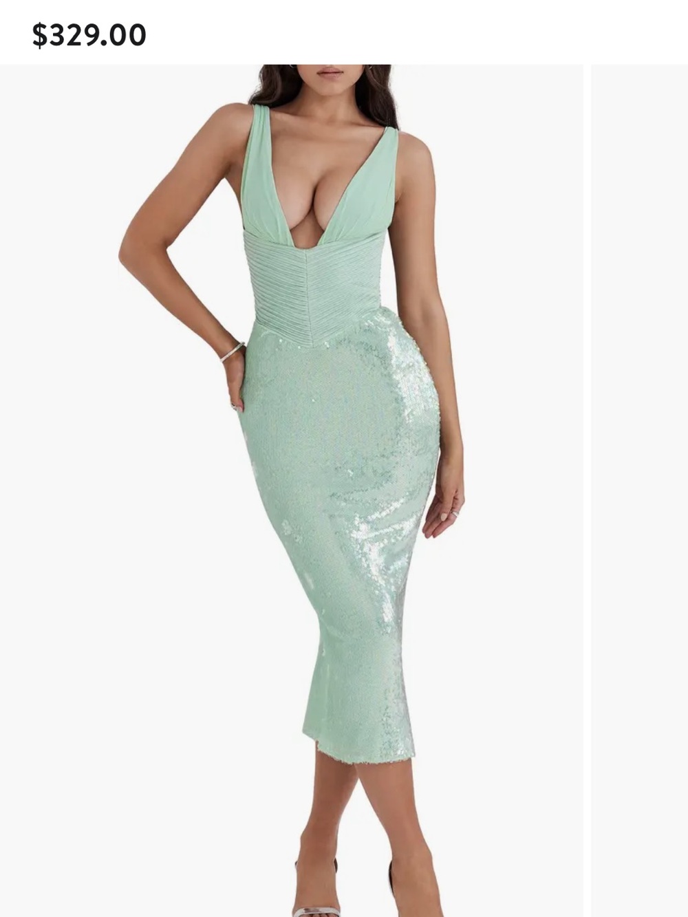 House of cb thala corset mint green dress